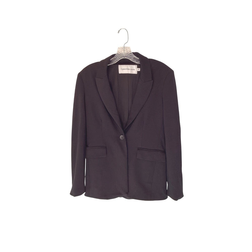 Calvin Klein Blazer Women's Black Office Work Career Single Breasted Small